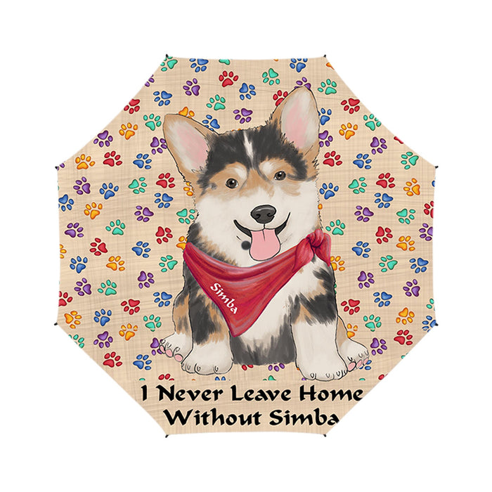 Custom Pet Name Personalized I never Leave Home Corgi Dog Semi-Automatic Foldable Umbrella