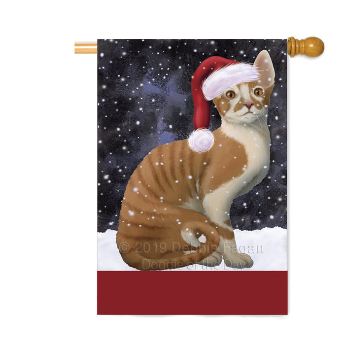 Personalized Let It Snow Happy Holidays Cornish Red Cat Custom House Flag FLG-DOTD-A62396