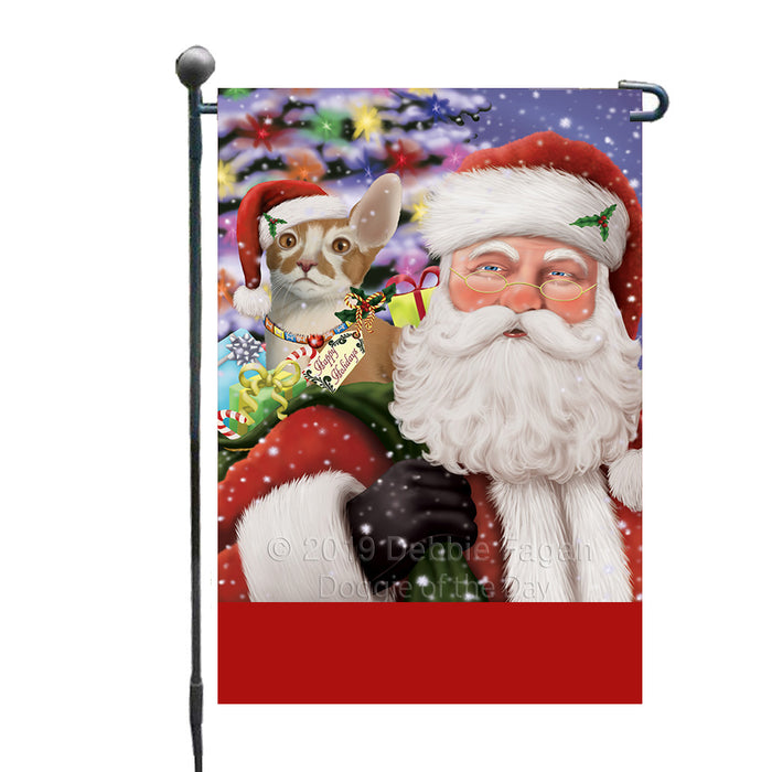 Personalized Santa Carrying Cornish Red Cat and Christmas Presents Custom Garden Flag GFLG63768