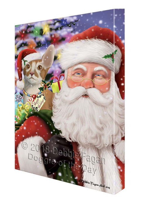 Santa Carrying Cornish Red Cat and Christmas Presents Canvas Print Wall Art Décor CVS119465