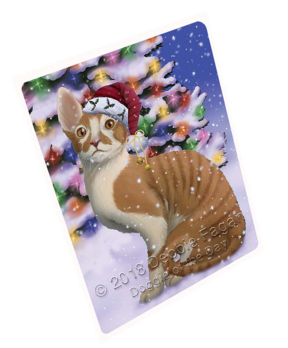 Winterland Wonderland Cornish Red Cat In Christmas Holiday Scenic Background Large Refrigerator / Dishwasher Magnet RMAG96480