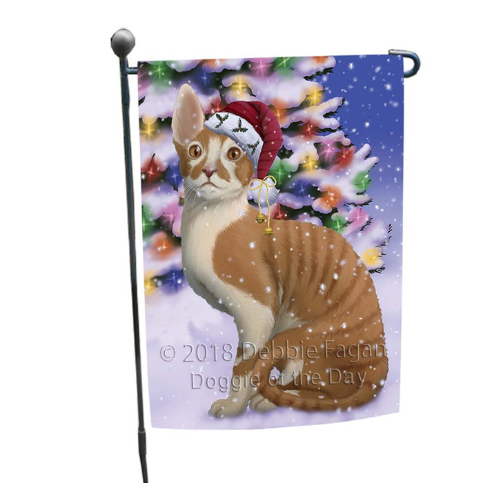 Winterland Wonderland Cornish Red Cat In Christmas Holiday Scenic Background Garden Flag GFLG55995