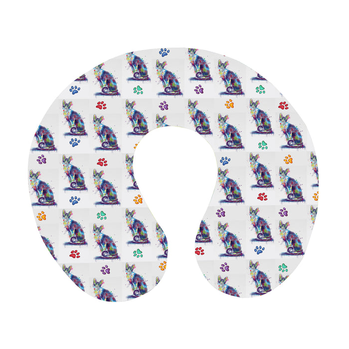 Watercolor Mini Cornish Rex Cats U-Shape Travel Pillow
