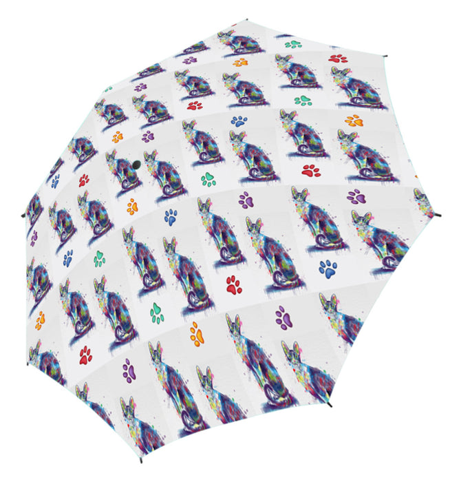 Watercolor Mini Cornish Rex CatsSemi-Automatic Foldable Umbrella