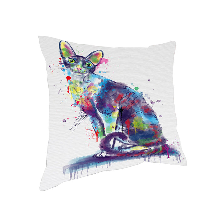 Watercolor Cornish Rex Cat Pillow with Top Quality High-Resolution Images - Ultra Soft Pet Pillows for Sleeping - Reversible & Comfort - Ideal Gift for Dog Lover - Cushion for Sofa Couch Bed - 100% Polyester