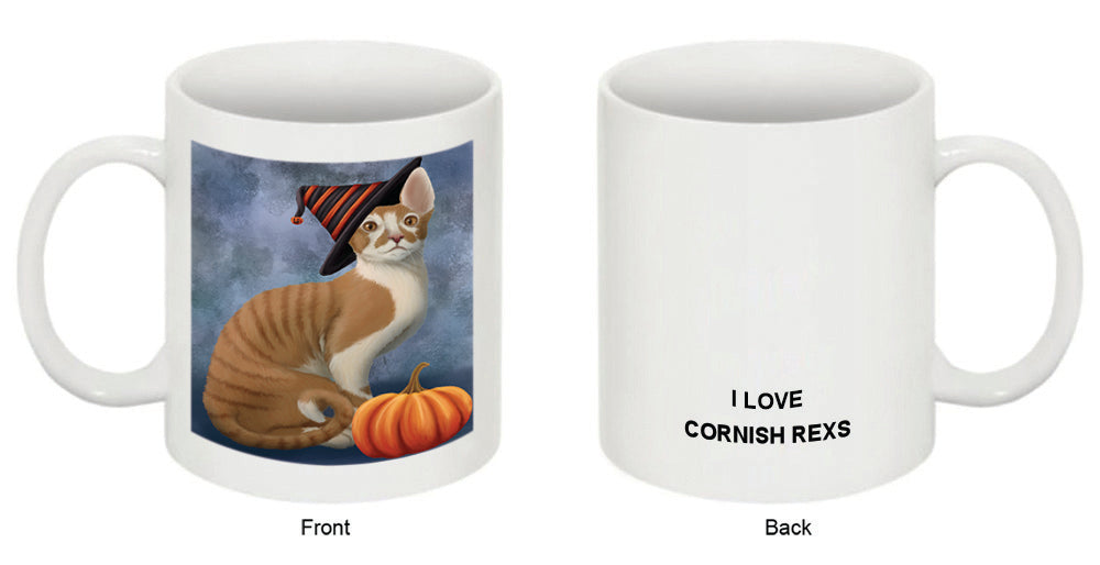Happy Halloween Cornish Rex Wearing Witch Hat with Pumpkin Coffee Mug MUG50293