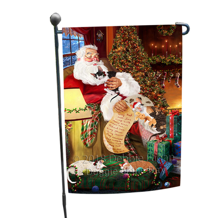 Santa Sleeping with Cornish Rex Cats Christmas Garden Flag GFLG52876