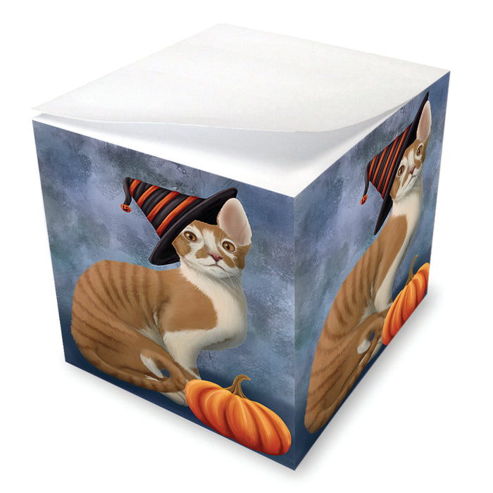Happy Halloween Cornish Rex Wearing Witch Hat with Pumpkin Note Cube NOC56541