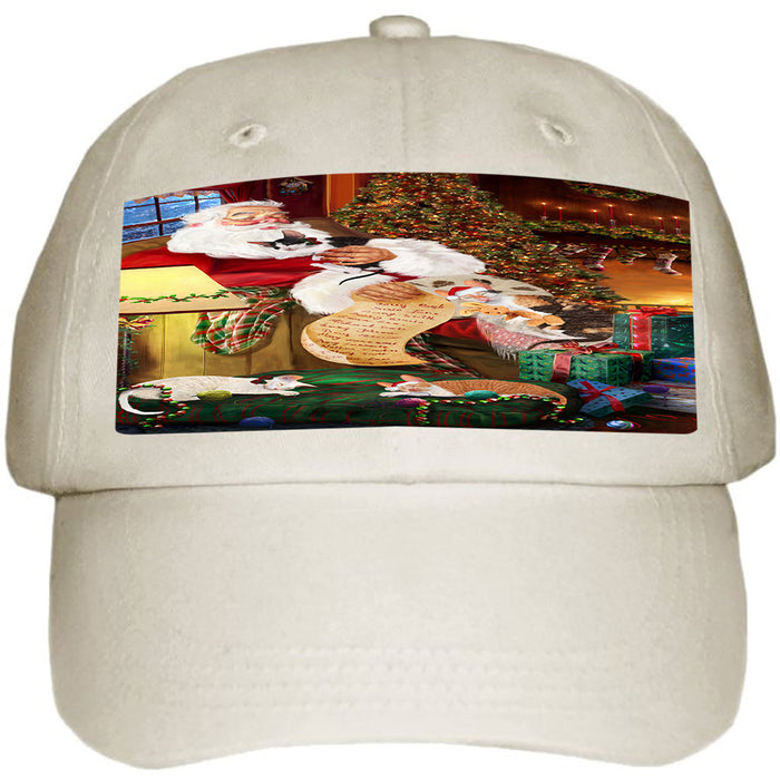 Santa Sleeping with Cornish Rex Cats Christmas Ball Hat Cap HAT62175