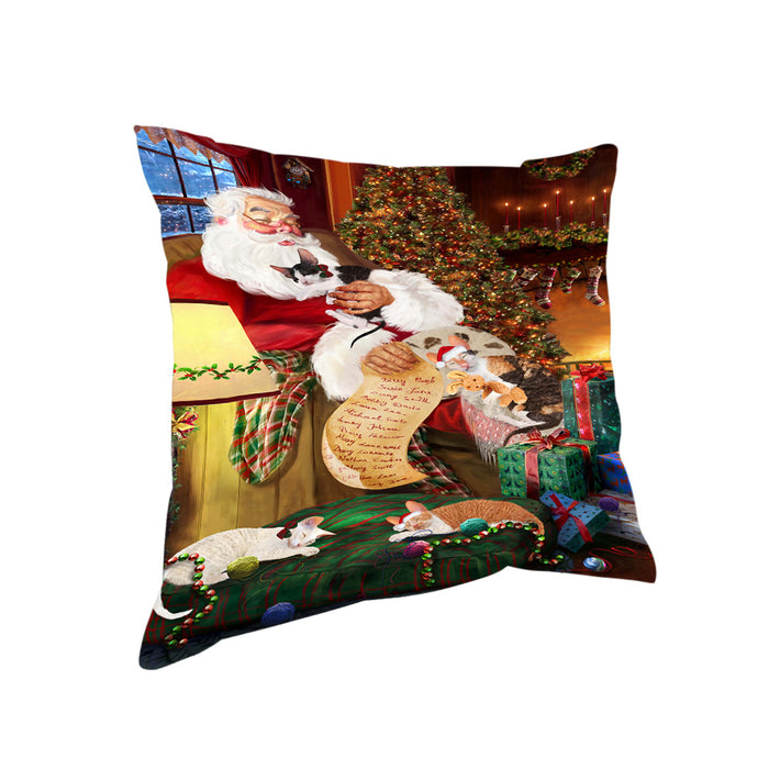 Santa Sleeping with Cornish Rex Cats Christmas Pillow PIL67880