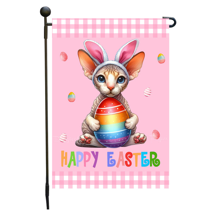 Cornish Rex Cat Easter Day Garden Flags for Outdoor Decorations - Double Sided Yard Lawn Easter Festival Decorative Gift - Holiday Cats Flag Decor 12 1/2"w x 18"h