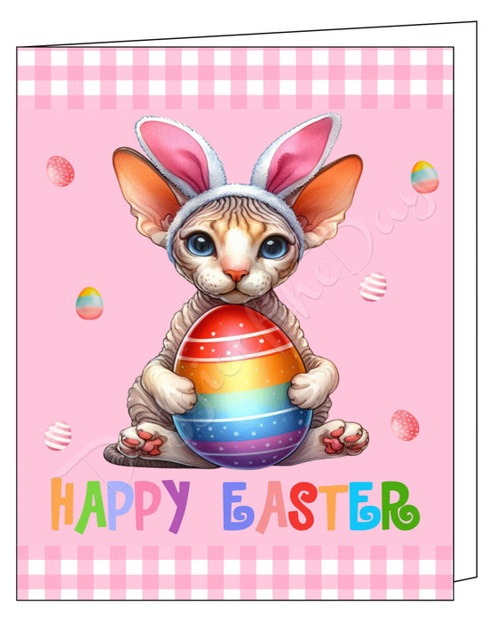 Cornish Rex Cat Easter Day Greeting Cards and Note Cards with Envelope - Easter Invitation Card with Multi Design Pack
