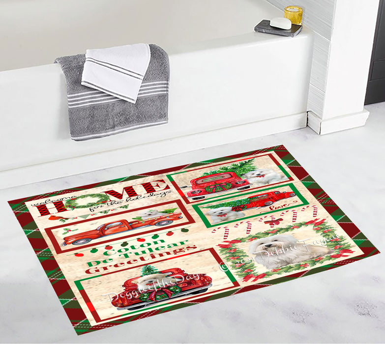 Welcome Home for Christmas Holidays Corgi Dogs Bathroom Rugs with Non Slip Soft Bath Mat for Tub BRUG54340