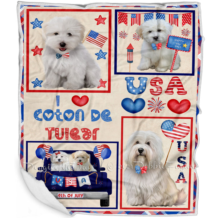 4th of July Independence Day I Love USA Coton De Tulear Dogs Blanket BLNKT143497