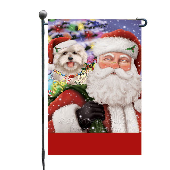 Personalized Santa Carrying Coton De Tulear Dog and Christmas Presents Custom Garden Flag GFLG63769