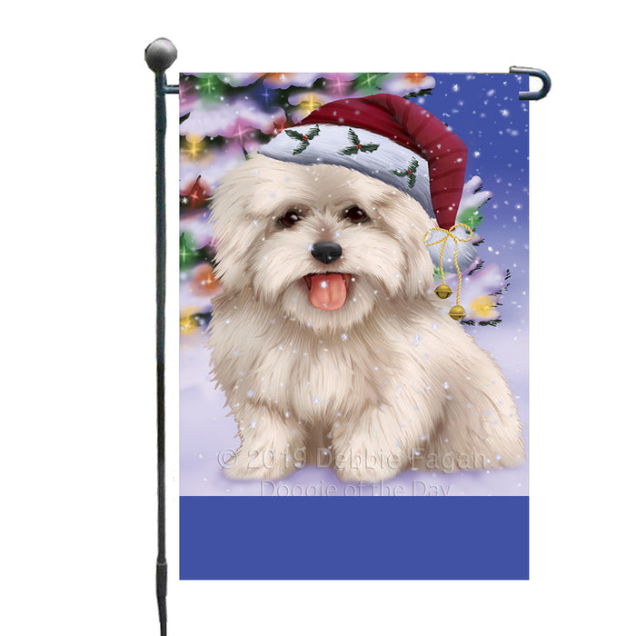 Personalized Winterland Wonderland Coton De Tulear Dog In Christmas Holiday Scenic Background Custom Garden Flags GFLG-DOTD-A61303