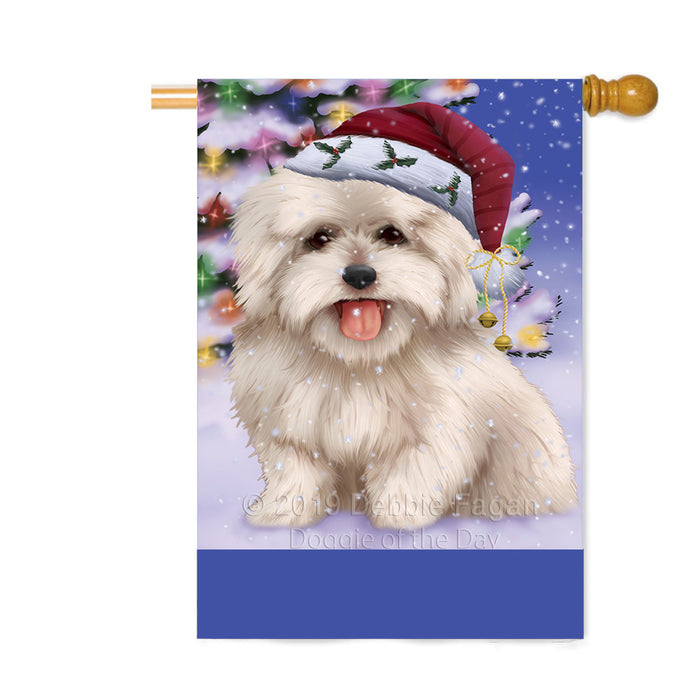 Personalized Winterland Wonderland Coton De Tulear Dog In Christmas Holiday Scenic Background Custom House Flag FLG-DOTD-A61359
