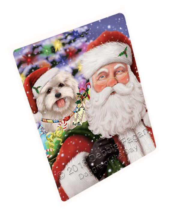 Santa Carrying Coton De Tulear Dog and Christmas Presents Large Refrigerator / Dishwasher Magnet RMAG95298