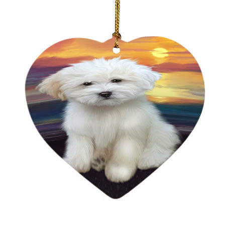Sunset Coton De Tulear Dog Heart Christmas Ornament HPOR58018