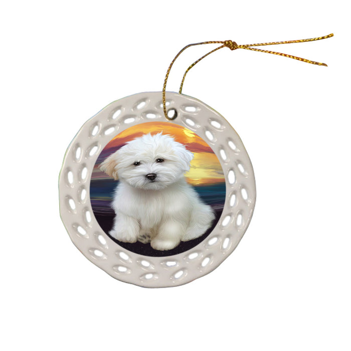 Sunset Coton De Tulear Dog Ceramic Doily Ornament DPOR58018
