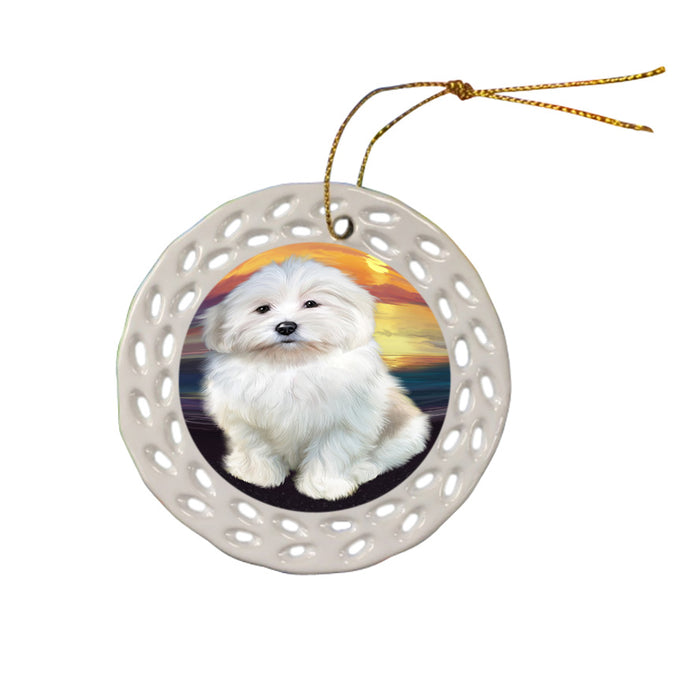 Sunset Coton De Tulear Dog Ceramic Doily Ornament DPOR58019