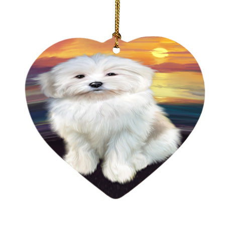 Sunset Coton De Tulear Dog Heart Christmas Ornament HPOR58019