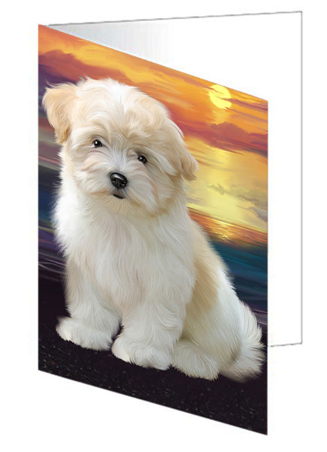 Sunset Coton De Tulear Dog Handmade Artwork Assorted Pets Greeting Cards and Note Cards with Envelopes for All Occasions and Holiday Seasons GCD76904