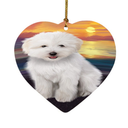 Sunset Coton De Tulear Dog Heart Christmas Ornament HPOR58021