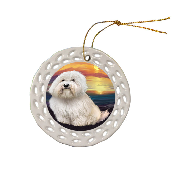 Sunset Coton De Tulear Dog Ceramic Doily Ornament DPOR58022
