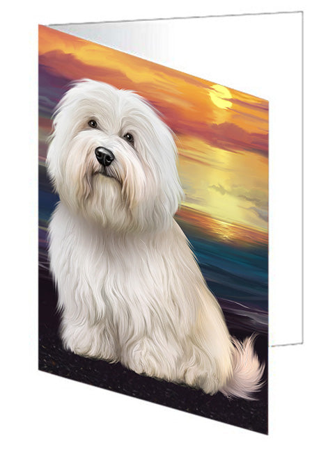 Sunset Coton De Tulear Dog Handmade Artwork Assorted Pets Greeting Cards and Note Cards with Envelopes for All Occasions and Holiday Seasons GCD76910