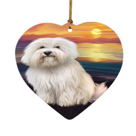 Sunset Coton De Tulear Dog Heart Christmas Ornament HPOR58022
