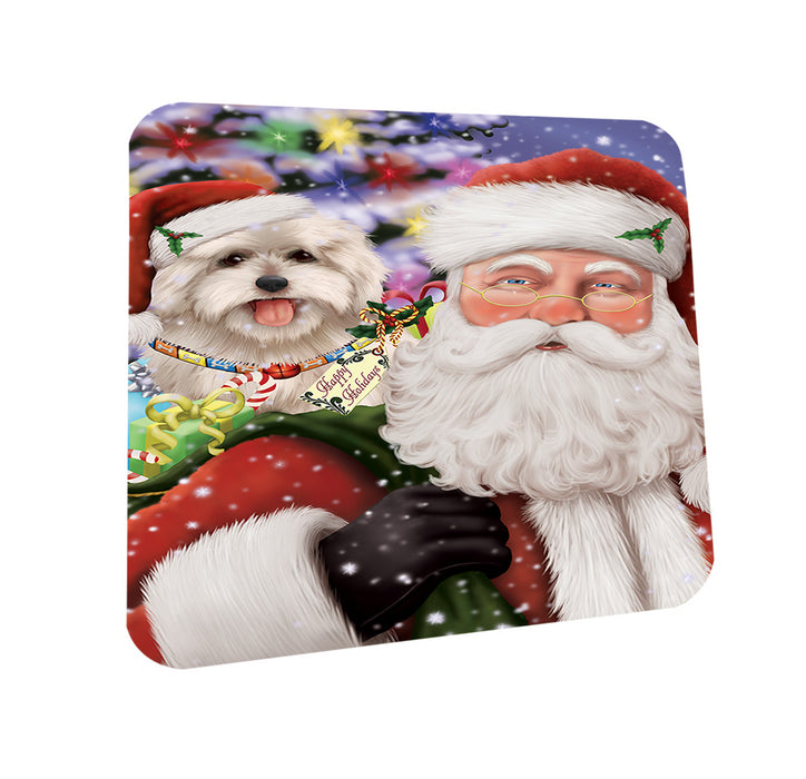 Santa Carrying Coton De Tulear Dog and Christmas Presents Coasters Set of 4 CST55463