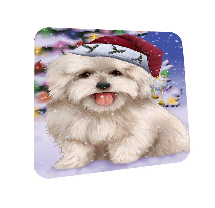 Winterland Wonderland Coton De Tulear Dog In Christmas Holiday Scenic Background Coasters Set of 4 CST55661