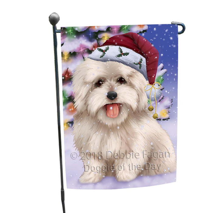 Winterland Wonderland Coton De Tulear Dog In Christmas Holiday Scenic Background Garden Flag GFLG55996