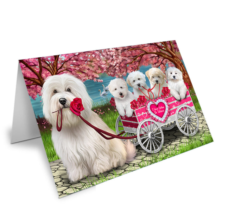 I Love Coton De Tulear Dogs in a Cart Handmade Artwork Assorted Pets Greeting Cards and Note Cards with Envelopes for All Occasions and Holiday Seasons GCD76859