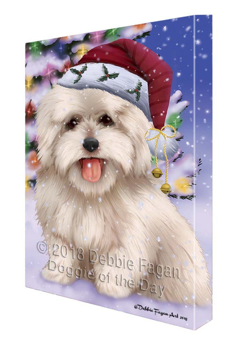 Winterland Wonderland Coton De Tulear Dog In Christmas Holiday Scenic Background Canvas Print Wall Art Décor CVS121256