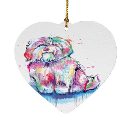 Watercolor Coton De Tulear Dog Heart Christmas Ornament HPOR57434