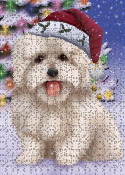 Winterland Wonderland Coton De Tulear Dog In Christmas Holiday Scenic Background Puzzle with Photo Tin PUZL91016