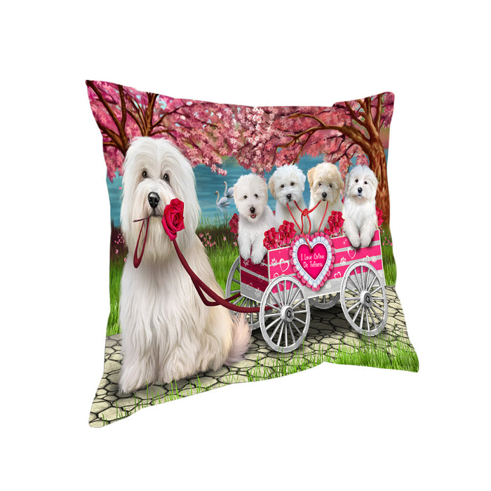 I Love Coton De Tulear Dogs in a Cart Pillow PIL86372