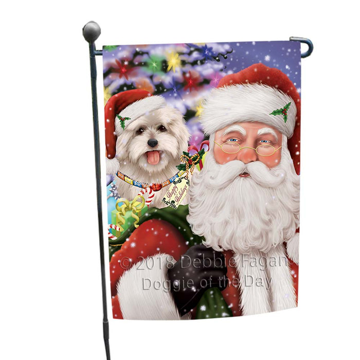 Santa Carrying Coton De Tulear Dog and Christmas Presents