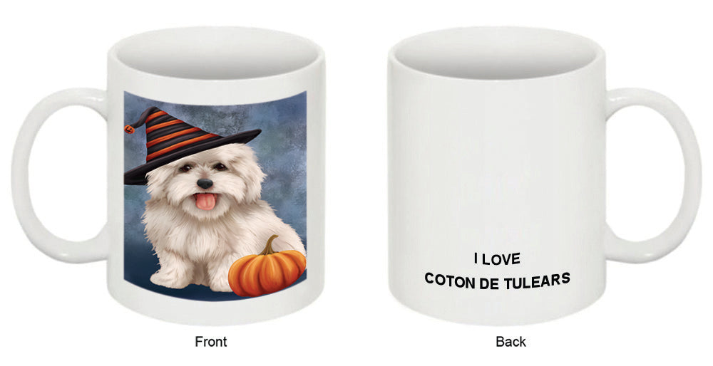 Happy Halloween Coton De Tulear Dog Wearing Witch Hat with Pumpkin Coffee Mug MUG50294