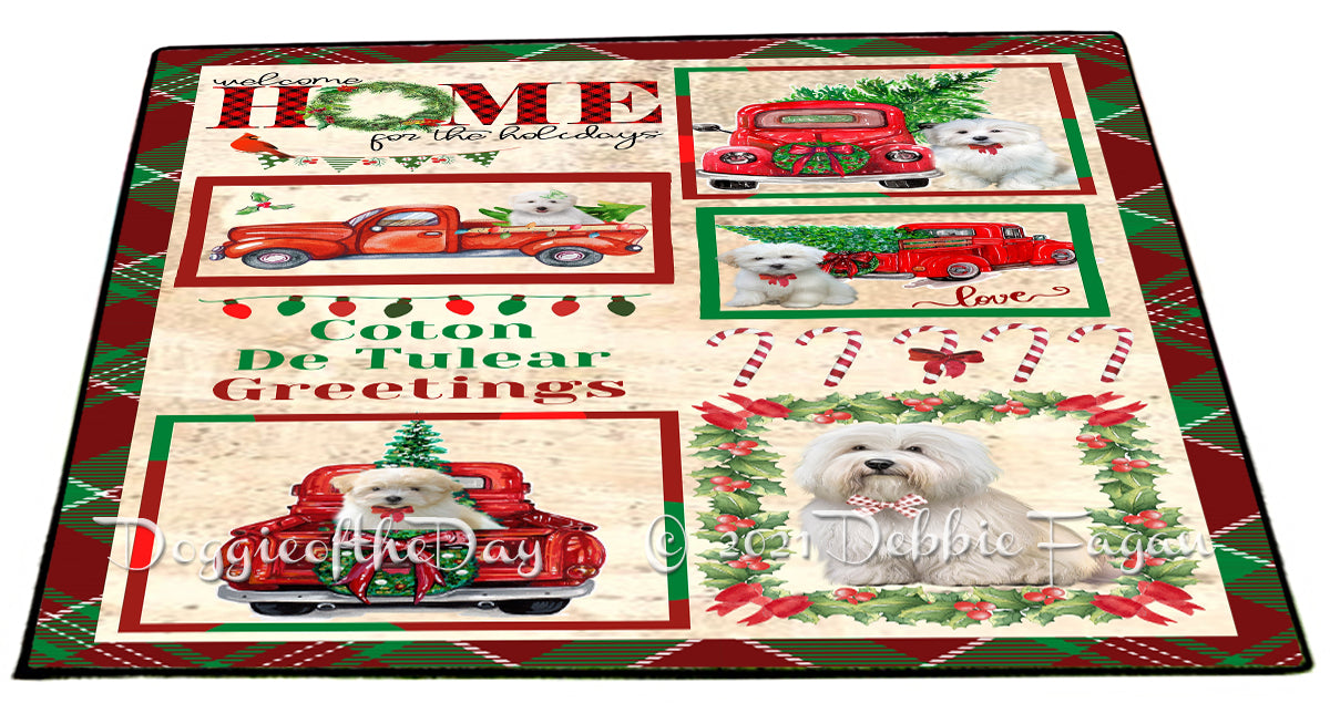 Welcome Home for Christmas Holidays Coton De Tulear Dogs Indoor/Outdoor Welcome Floormat - Premium Quality Washable Anti-Slip Doormat Rug FLMS57754