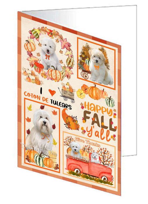 Happy Fall Y'all Pumpkin Coton De Tulear Dogs Handmade Artwork Assorted Pets Greeting Cards and Note Cards with Envelopes for All Occasions and Holiday Seasons GCD76988