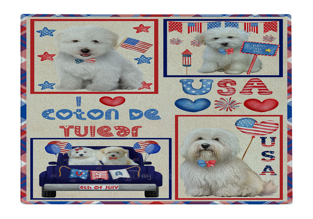 4th of July Independence Day I Love USA Coton De Tulear Dogs Cutting Board - For Kitchen - Scratch & Stain Resistant - Designed To Stay In Place - Easy To Clean By Hand - Perfect for Chopping Meats, Vegetables