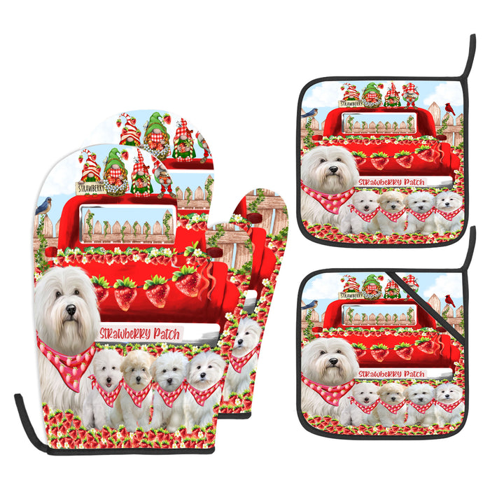 Coton De Tulear Oven Mitts and Pot Holder Set: Explore a Variety of Designs, Custom, Personalized, Kitchen Gloves for Cooking with Potholders, Gift for Dog Lovers
