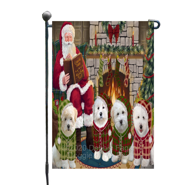 Christmas Cozy Fire Holiday Tails Coton De Tulear Dogs Garden Flags Outdoor Decor for Homes and Gardens Double Sided Garden Yard Spring Decorative Vertical Home Flags Garden Porch Lawn Flag for Decorations