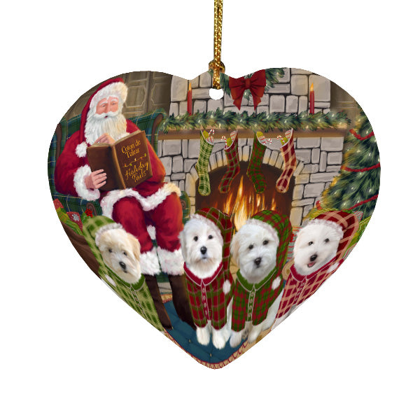 Christmas Cozy Fire Holiday Tails Coton De Tulear Dogs Heart Christmas Ornament HPORA59163