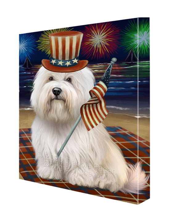 4th of July Independence Day Firework Coton De Tulear Dog Canvas Wall Art - Premium Quality Ready to Hang Room Decor Wall Art Canvas - Unique Animal Printed Digital Painting for Decoration CVS105