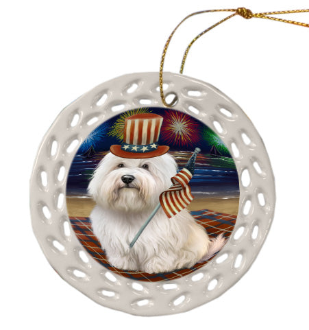 4th of July Independence Day Firework Coton De Tulear Dog Doily Ornament DPOR58471