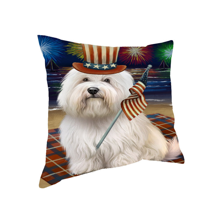 4th of July Independence Day Firework Coton De Tulear Dog Pillow with Top Quality High-Resolution Images - Ultra Soft Pet Pillows for Sleeping - Reversible & Comfort - Ideal Gift for Dog Lover - Cushion for Sofa Couch Bed - 100% Polyester, PILA91447